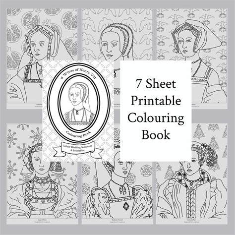 tudor colouring book|henry viii wives colouring sheets.